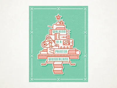 Tree printer Christmas card christmas green printer red tree