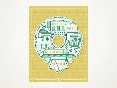 Wreath printer Christmas card christmas gold green printer wreath