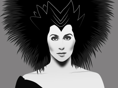 Cher Vector cher diva grayscale illustrator leyda luz mexico monterrey pop star vector