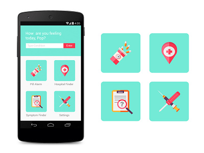 Medical Icons android app design flat icons illustration