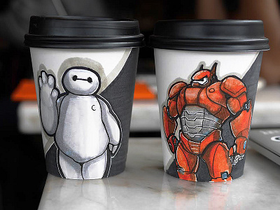 Baymax Coffee Cup Art baymax bighero6 coffee cup disney doodle illustration marker sketch