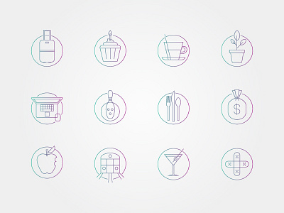 Job perks icon set career gradient icons set startup stroke system website