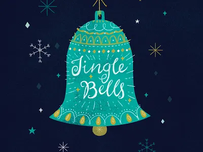 I love those J I N G L E bells... christmas flake handdrawn type holiday jingle bells snowflake