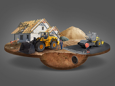 Construction construction house illustration photomanipulation road worker