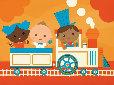 Baby Train baby book children cute diversity illustration infant kids retro train vector vintage