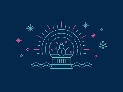 Snow Globe christmas flat holiday icon line art snow flake snow globe snowman winter xmas