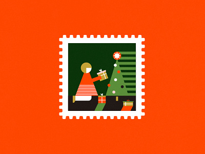 Stamp I azambuja christmas gift illustration martin red stamp vector