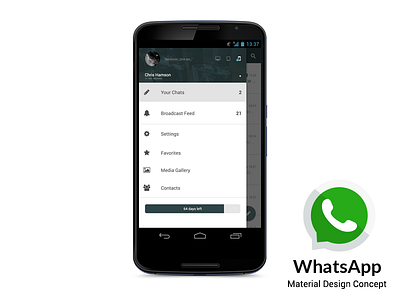 WhatsApp Material Design Concept android app concept logo logodesign material materialdesign redesign whatsapp