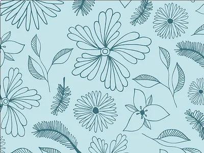 Pattern Design for Creative Skinny blue floral flowers illustration leaves organic pattern