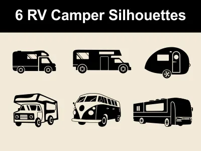 Rv Campers Vector Silhouettes automobile campers envato graphicriver ragerabbit rv shapes silhouettes vector