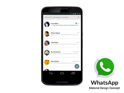 WhatsApp Material Design Concept - Search android app concept logo logodesign material materialdesign redesign whatsapp