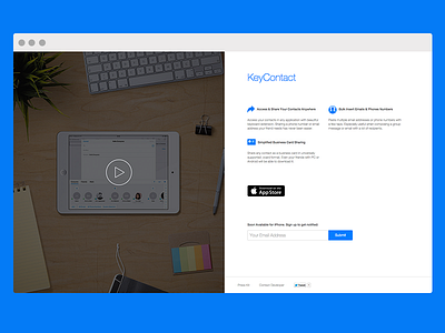 KeyContact Landing Page app css html icon ios ipad landing page video