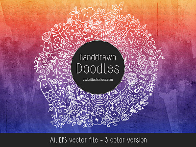 Hand Drawn Doodles curls digital doodles flowers leaves swirls vector