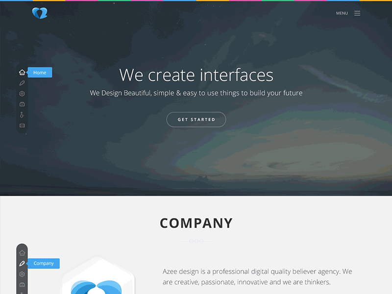 Azee Design agency clean colors flat header icons logo pakistan side navigation ui ux web