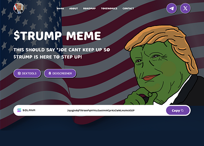 Meme coin website design bitcoin bnb bnb smart chain crypto design donald trump exchange landingpage meme meme chain meme coin meme coin landing page meme coin website design meme coin wed desig pepe website design solana chain trend turmp pepe ui uidesing