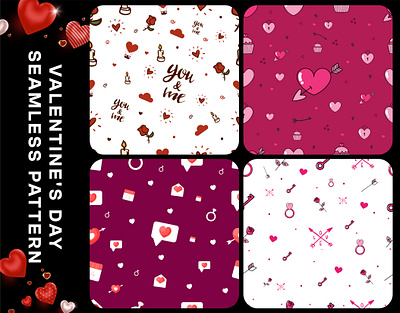 Valentine's day seamless pattern collection 14 beautifu branding couple creative cute day design february graphic design hearts illustration love marketing pettern romance seamless social media ui valentines