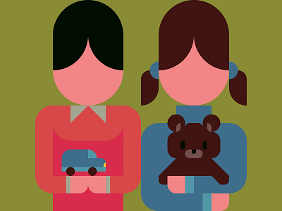 Our treasures child cute design flat geometry girl illustration kawaii kikagiga nemury patchworkapp sweet