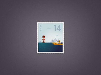 The Big Wide World // Stamp boat icon iconset illustration illustrator lighthouse ocean sea shape stamp texture xmas