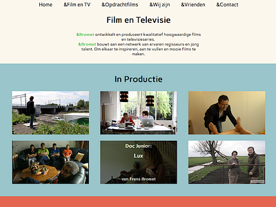 &Bromet film and television page blue bromet grid pastel red television webdesign webpage white