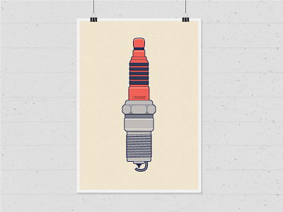 Sparking Plug graphic illustration poster print