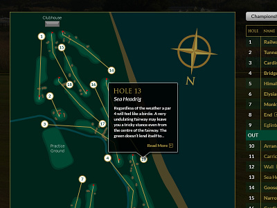 Golf Club Interactive Map compass dark golf map