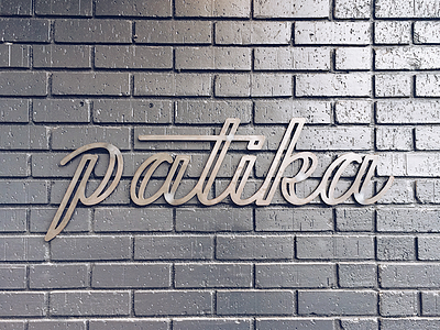 patika logo IRL austin brand coffee logo metal script