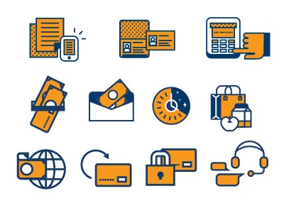 Money Icons credit card credit card transaction currency customer service grocery store mobile banking passport reload security shopping