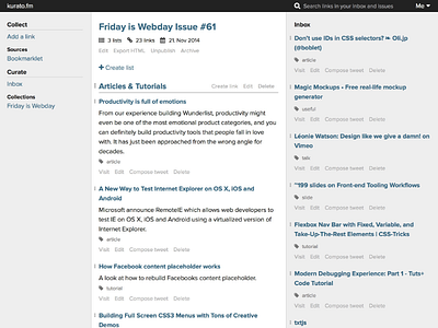 kurato.fm issue editor editor flat newsletter ui webdesign
