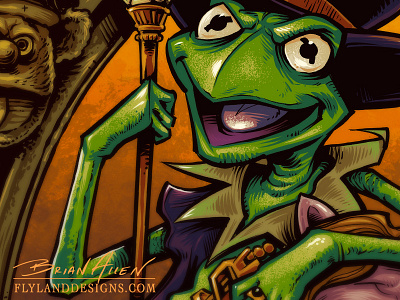 Pig Pimpin' T-shirt Design brian allen funny illustration kermit ms. piggy parody pimp t shirt