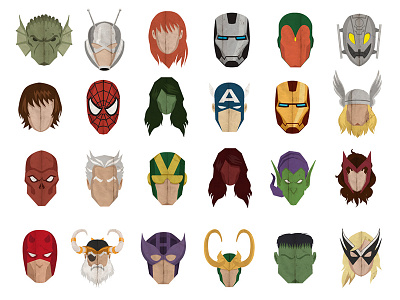Avengers Family Tree headshots avengers comics hulk iron man minimal spiderman superheroes