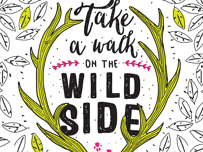 Wild Side green leaves lines poster typography wild