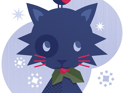 Merry Catmas – revised card cat christmas illustration