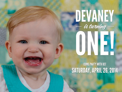 Devaney's First Birthday Invitation (front) baby birthday invitation photography