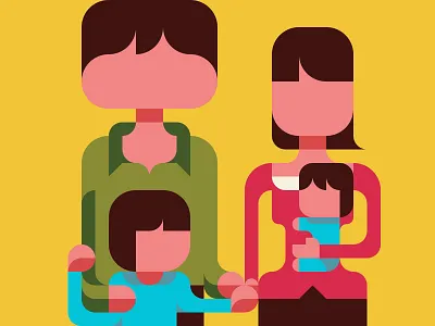 My Beloved Family and I child cute design family flat geometry illustration kawaii kikagiga nemury patchworkapp portrait