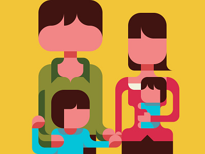 My Beloved Family and I child cute design family flat geometry illustration kawaii kikagiga nemury patchworkapp portrait