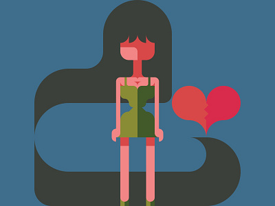 Breaking Hearts cute design flat geometry girl illustration kawaii kikagiga nemury patchworkapp sweet