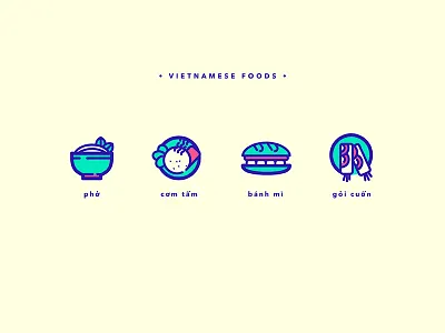 Vietnamese Foods bread dishes food icon pho rice roabee roll vietnam wip