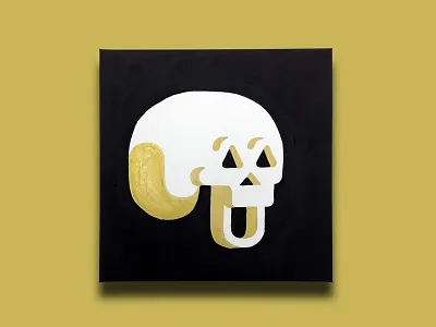 Skull black canvas gold painting skull