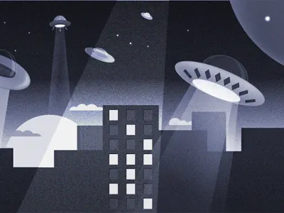 Invasion illustration invasion night old film space ufo