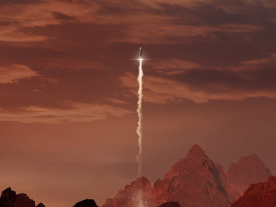 Going Home concept art earth landing mars red rocks spaceship