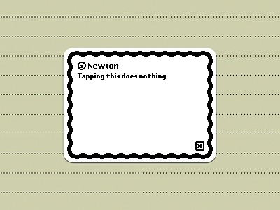 Tapping This Does Nothing alert back bitmap dialog interface messagepad newton sticker stickermule ui white