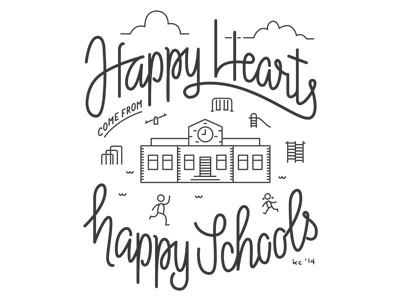 Happy Hearts Fund Tote Bag Design children design flat handlettering icons lettering line playground school tote bag type typography