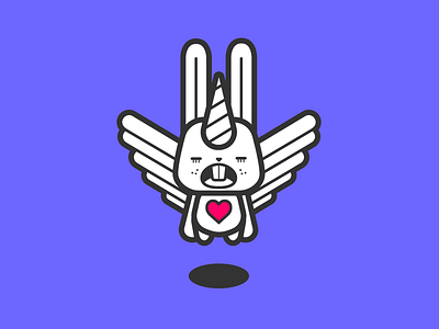 Mister Bunnicorn bunnicorn bunny design ears graphic design heart illustration purple rabbit rounded unicorn wings