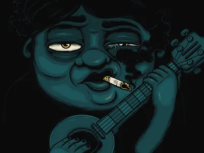 Monday Blues guitar illustration smoking vector