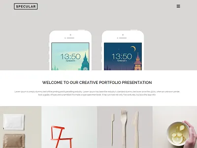 Specular - Portfolio with fullscreen menu codeless fullscreen menu portfolio showcase specular theme wordpress