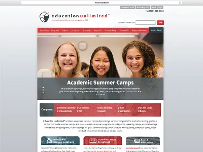 Education Unlimited reskin after before layout redesign reskin web
