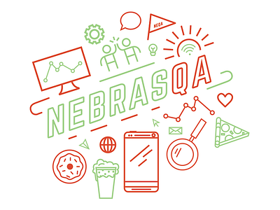 NebrasQA flat hack day hudl illustration meet up nebraska qa skunkworks thick lines