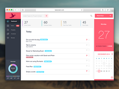 Taskorami Dashboard app calendar dashboard gui logo startup todo ui user interface ux webapp