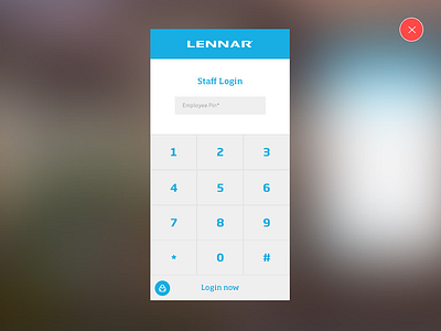 Staff Login blue builder developer home keypad light box login modal staff ui