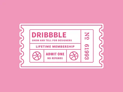 Ticket to Play dribbble invite pink sticker ticket